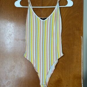 Forever 21 Multicolor Striped Bodysuit